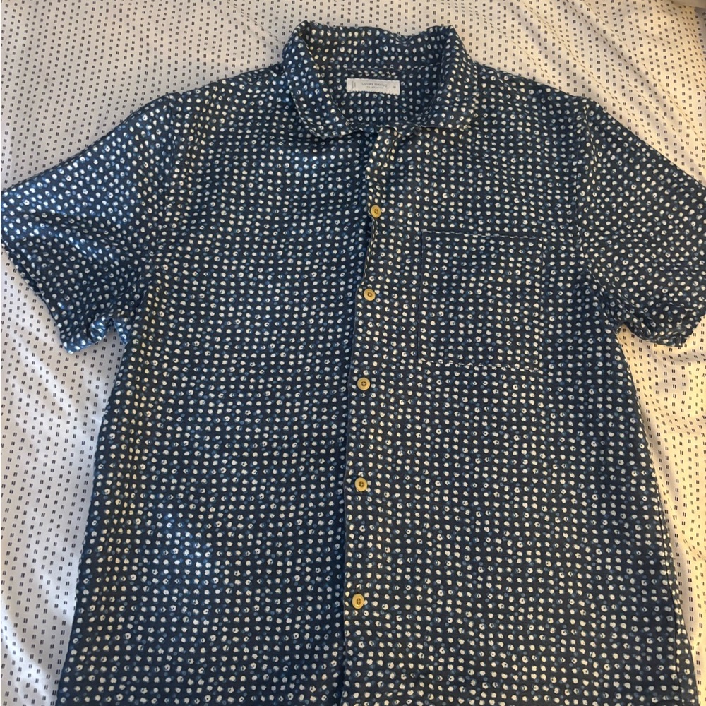 Lucky Brand Blue Geometric Casual Shirt
